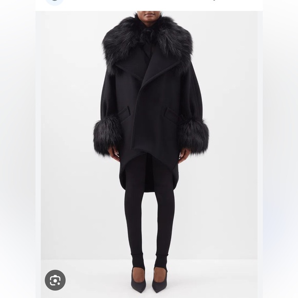 $7000 Saint Laurent Faux Fur and Wool Coat - Picture 1 of 11